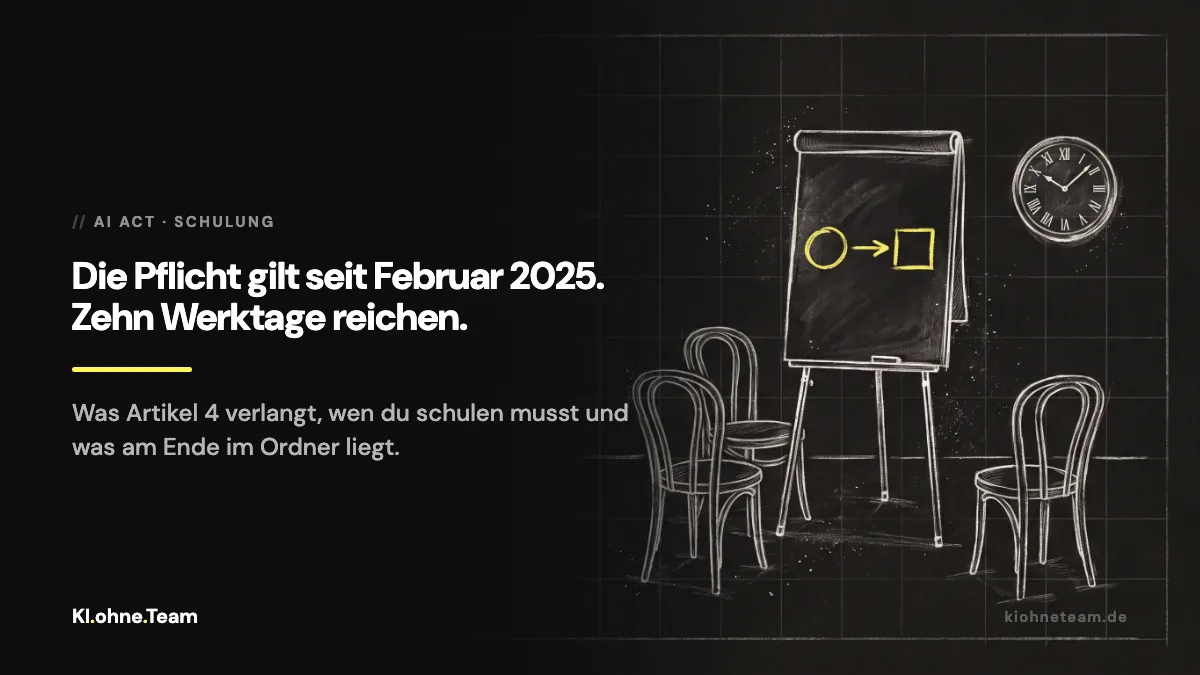 KI-Schulung für Mitarbeiter: was der AI Act verlangt und wie ein kleines Team das in zwei Wochen erledigt